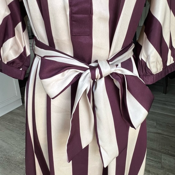 Ann Taylor Striped Balloon Sleeve Midi Dress | Size Small - Picture 7 of 13